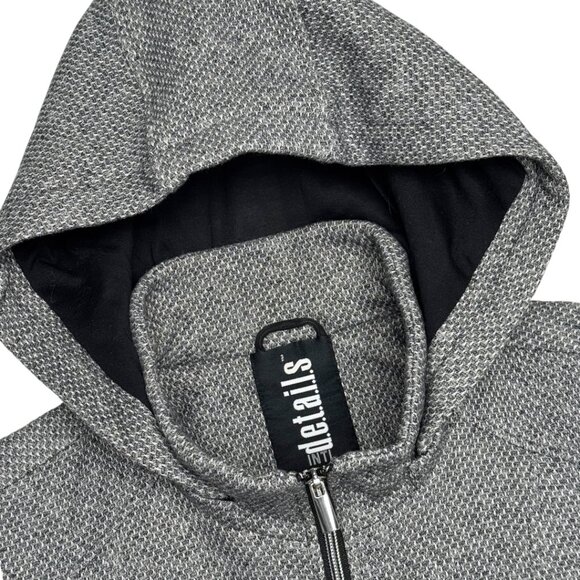 NWOT INTL D.E.T.A.I.L.S. SOFT ZIP JACKET COAT URBAN CAREER ALT HOOD BLACK LARGE - Picture 6 of 9